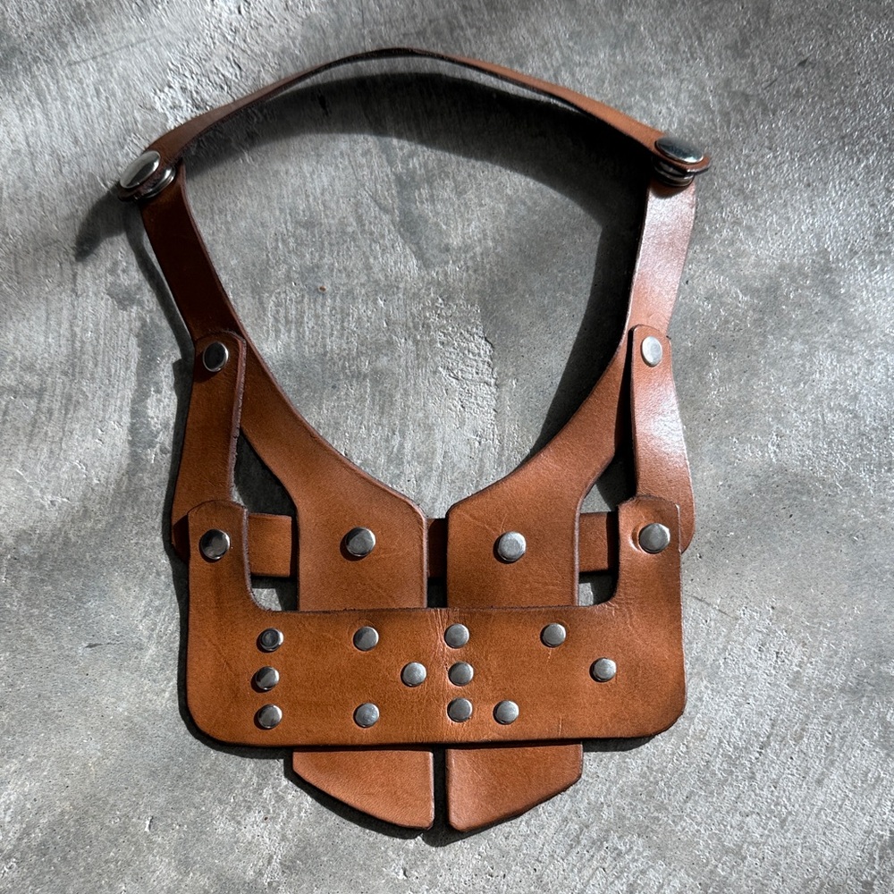 Brown Leather Necklace with Silver Accents